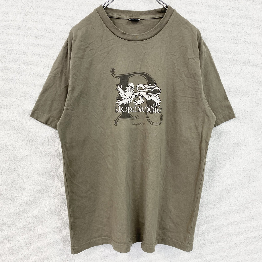 90s～　ALMA MATER　アルママーテル　半袖プリントTシャツ　英字プリント　ヴィンテージ　茶　ブラウン　XLサイズ　古着