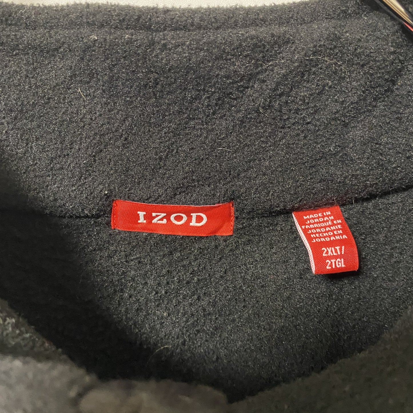 古着 used　IZOD アイゾッド　長袖フリースジャケット　プルオーバー　フルジップ　黒　ブラック　オーバーサイズ　XLサイズ