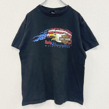 古着 used　HARLEY DAVIDSON　ハーレーダビッドソン　半袖両面プリントTシャツ　黒　ブラック　Lサイズ