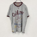 LAUNDRY　半袖リンガーTシャツ　シングルステッチ　前V　灰色　グレー　Lサイズ　古着