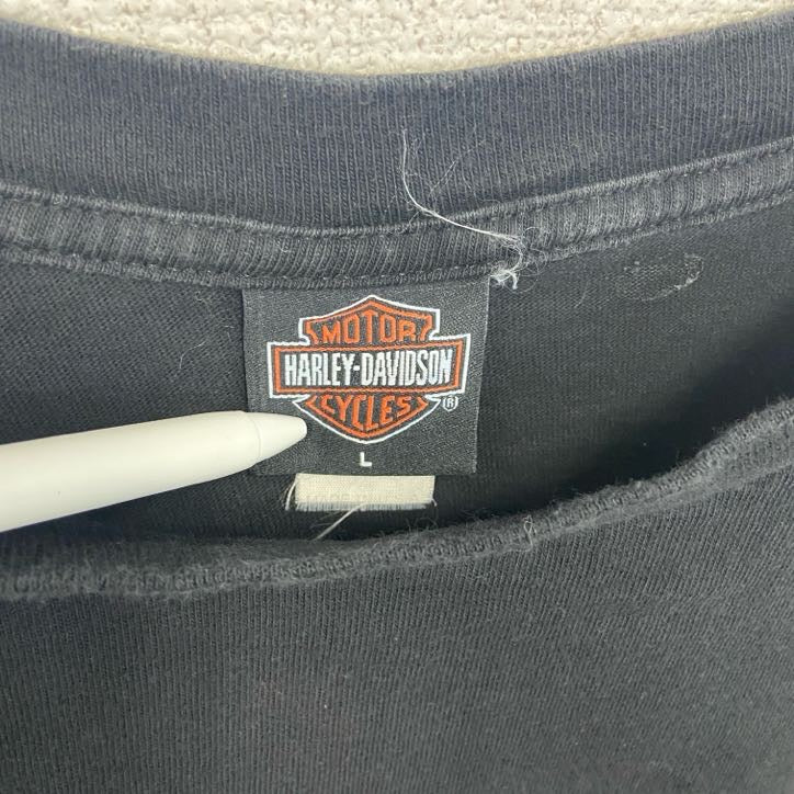 古着 used　HARLEY DAVIDSON　ハーレーダビッドソン　半袖両面プリントTシャツ　黒　ブラック　Lサイズ
