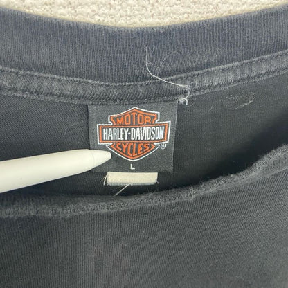 古着 used　HARLEY DAVIDSON　ハーレーダビッドソン　半袖両面プリントTシャツ　黒　ブラック　Lサイズ