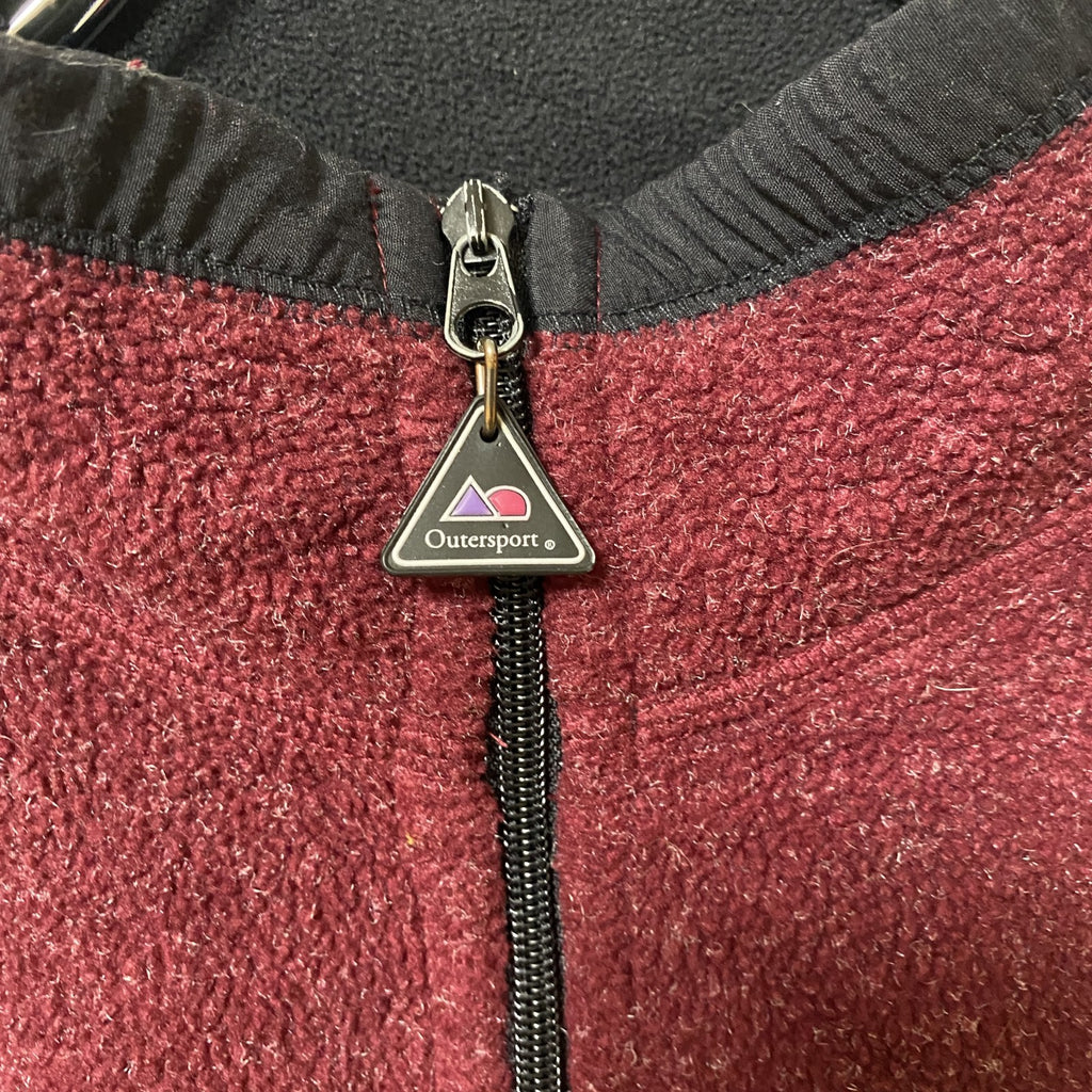 ～90s　Outersport　ハーフジップフリースジャケット/ボアジャケット　ハの字ポケット　ワンポイント　ボルドー　XLサイズ　　ヴィンテージ　古着