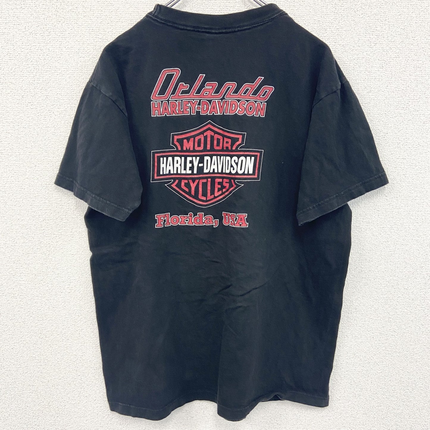 古着 used　HARLEY DAVIDSON　ハーレーダビッドソン　半袖両面プリントTシャツ　黒　ブラック　Lサイズ
