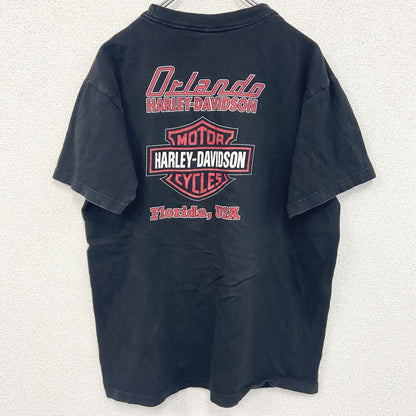 古着 used　HARLEY DAVIDSON　ハーレーダビッドソン　半袖両面プリントTシャツ　黒　ブラック　Lサイズ