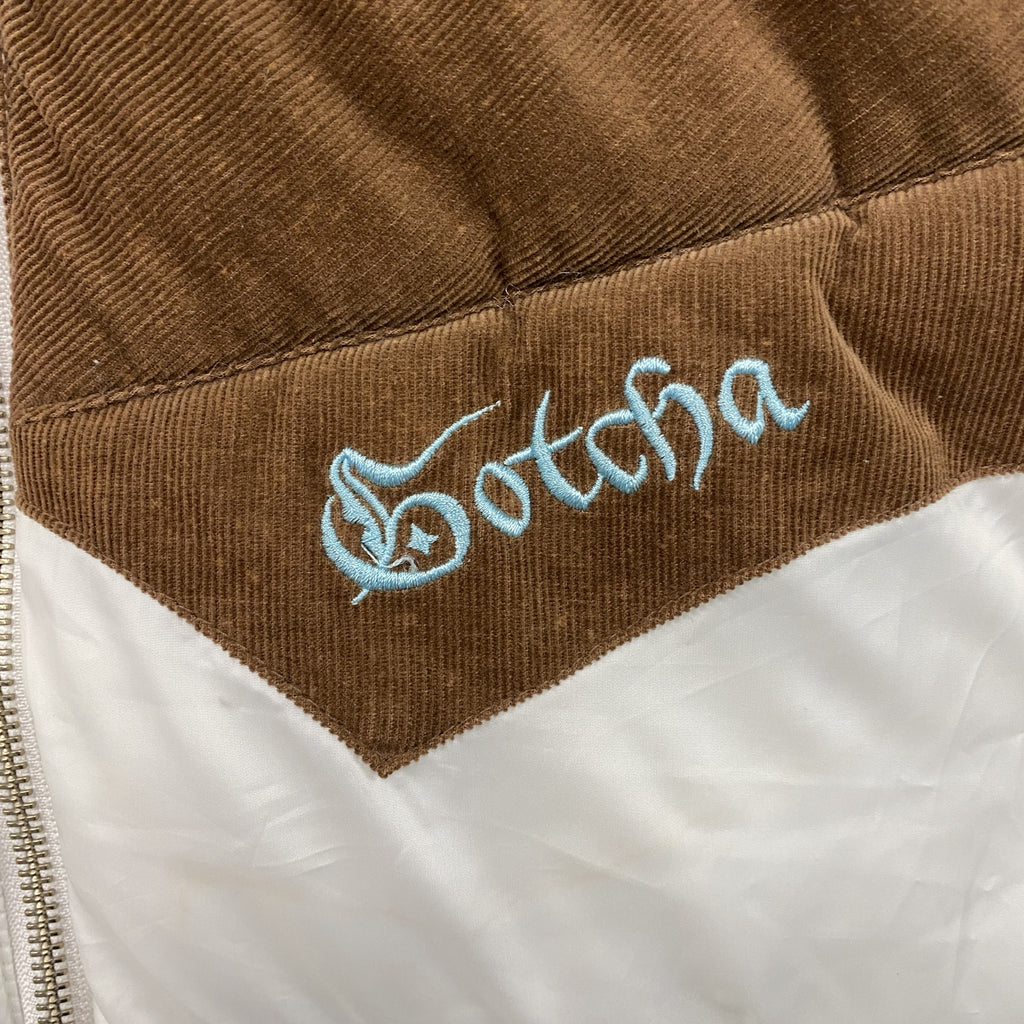 Gotcha　中綿ベスト　白　茶色　ホワイト　ブラウン　XLサイズ メンズ ポリエステル 古着