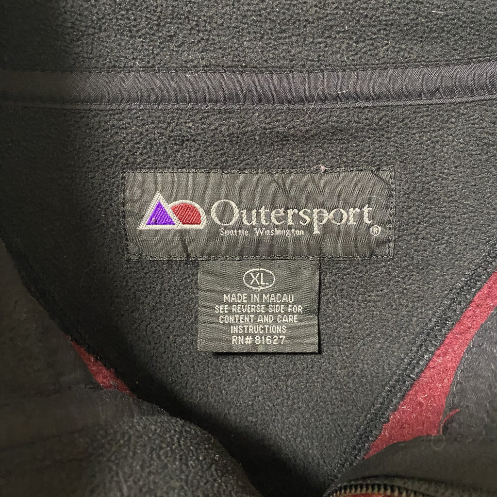 ～90s　Outersport　ハーフジップフリースジャケット/ボアジャケット　ハの字ポケット　ワンポイント　ボルドー　XLサイズ　　ヴィンテージ　古着