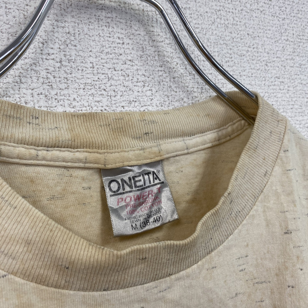 90s　ONEITA　POWER-T　半袖プリントTシャツ　ラスベガス　LAS VEGAS　ベージュ　Mサイズ　　ヴィンテージ　古着