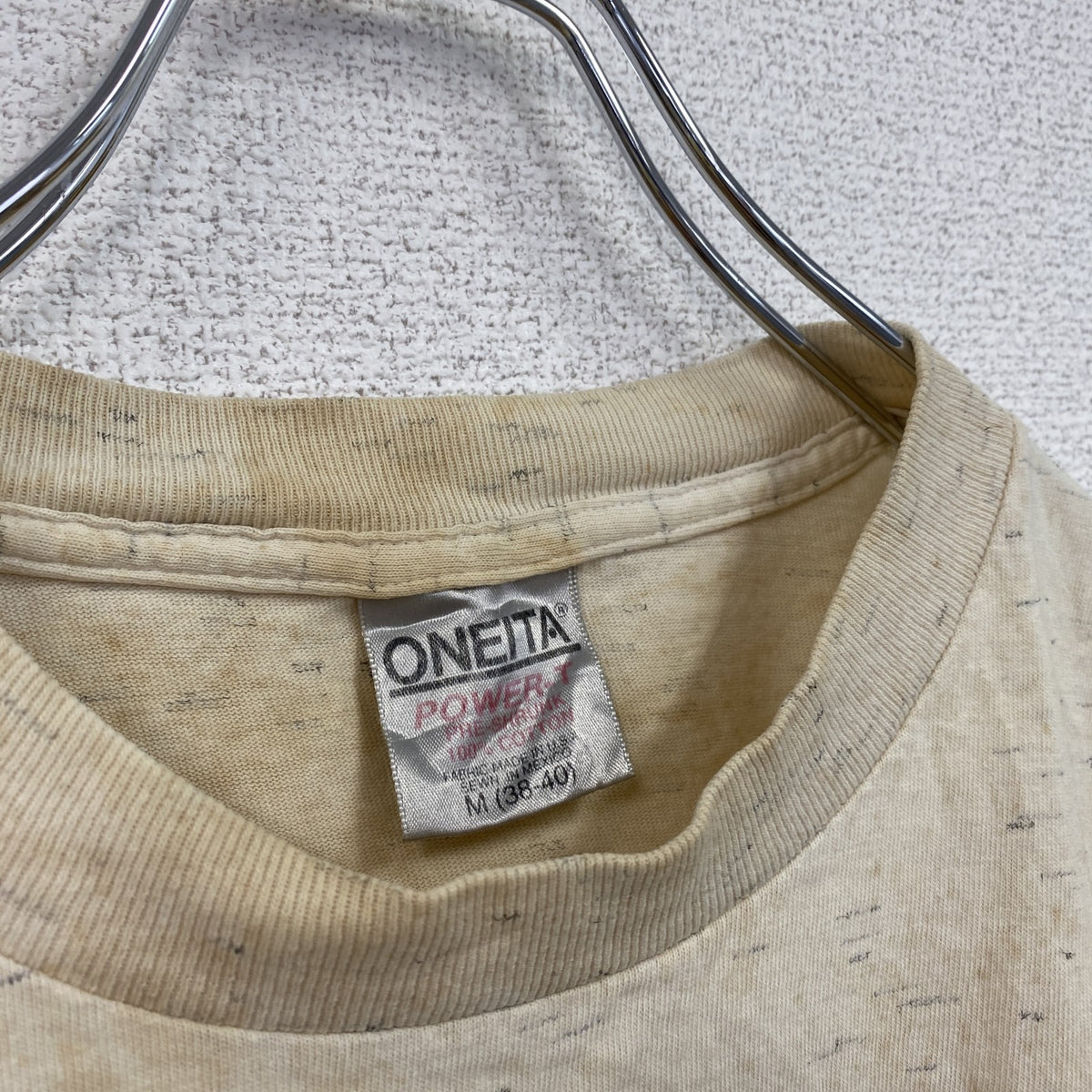 90s　ONEITA　POWER-T　半袖プリントTシャツ　ラスベガス　LAS VEGAS　ベージュ　Mサイズ　　ヴィンテージ　古着