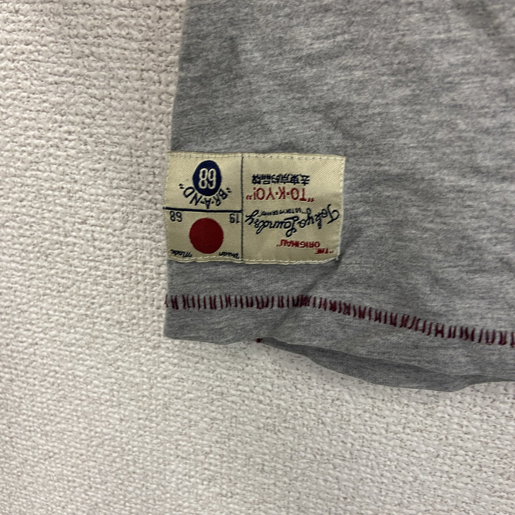 LAUNDRY　半袖リンガーTシャツ　シングルステッチ　前V　灰色　グレー　Lサイズ　古着