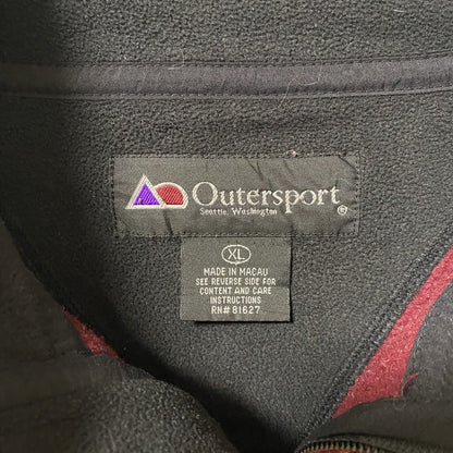 古着 used　Outersport　長袖フリースジャケット　プルオーバー　ハイネック　赤　オーバーサイズ　XLサイズ