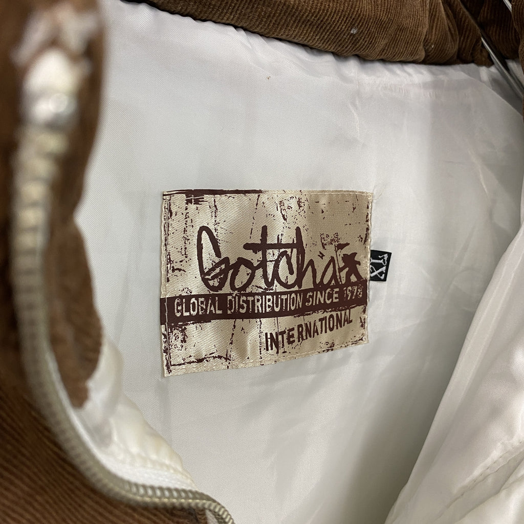 Gotcha　中綿ベスト　白　茶色　ホワイト　ブラウン　XLサイズ メンズ ポリエステル 古着