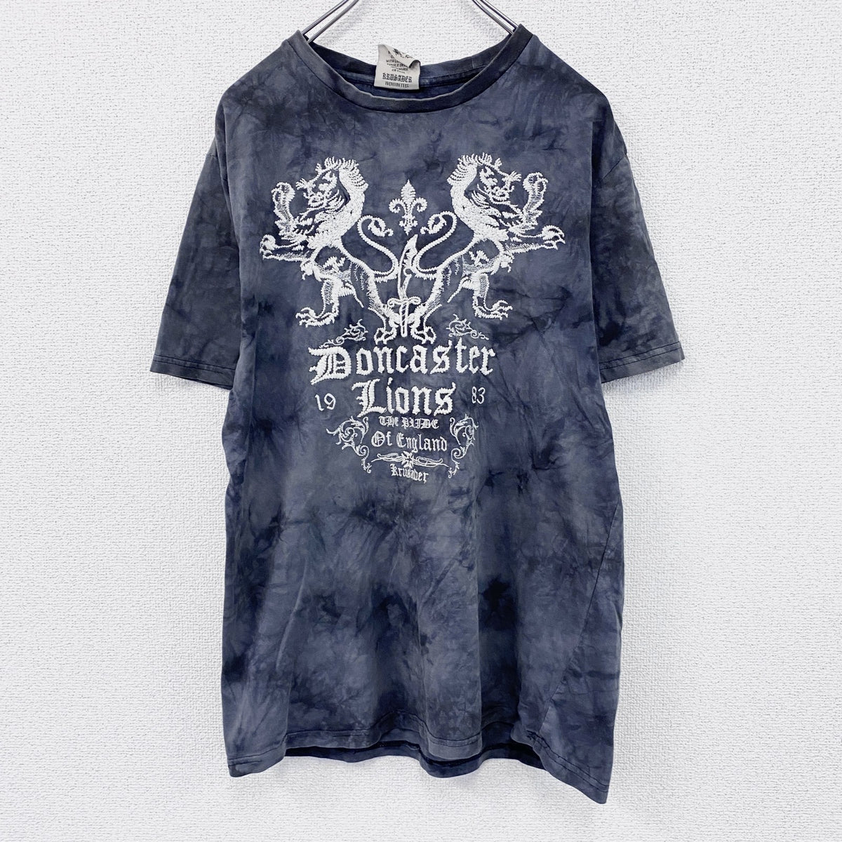 00s～　KRUSADER Ad Infinitum　半袖Tシャツ　タイダイ柄 　刺繍デザイン　黒　ブラック　Mサイズ　古着