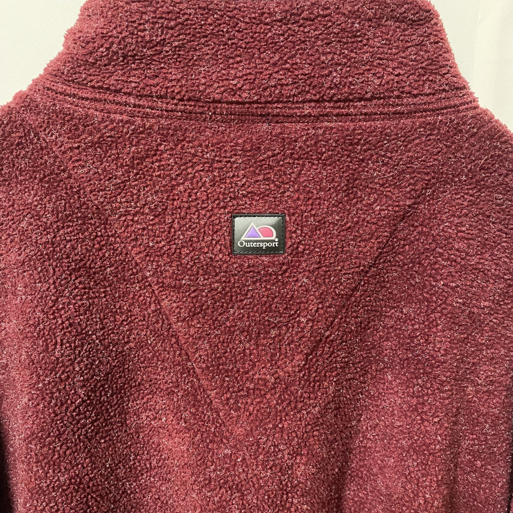 ～90s　Outersport　ハーフジップフリースジャケット/ボアジャケット　ハの字ポケット　ワンポイント　ボルドー　XLサイズ　　ヴィンテージ　古着
