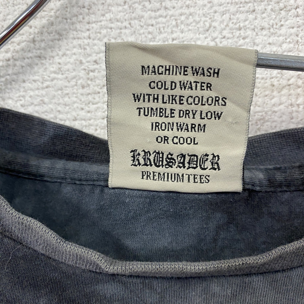 00s～　KRUSADER Ad Infinitum　半袖Tシャツ　タイダイ柄 　刺繍デザイン　黒　ブラック　Mサイズ　古着