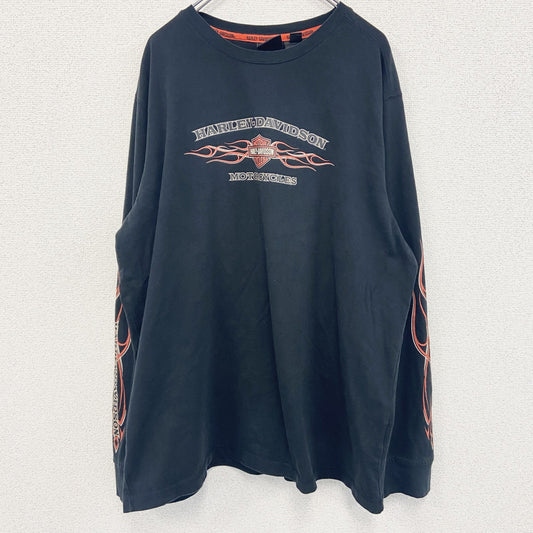 古着 used　HARLEY DAVIDSON　ハーレーダビッドソン　長袖Tシャツ　黒　ブラック　2XLサイズ