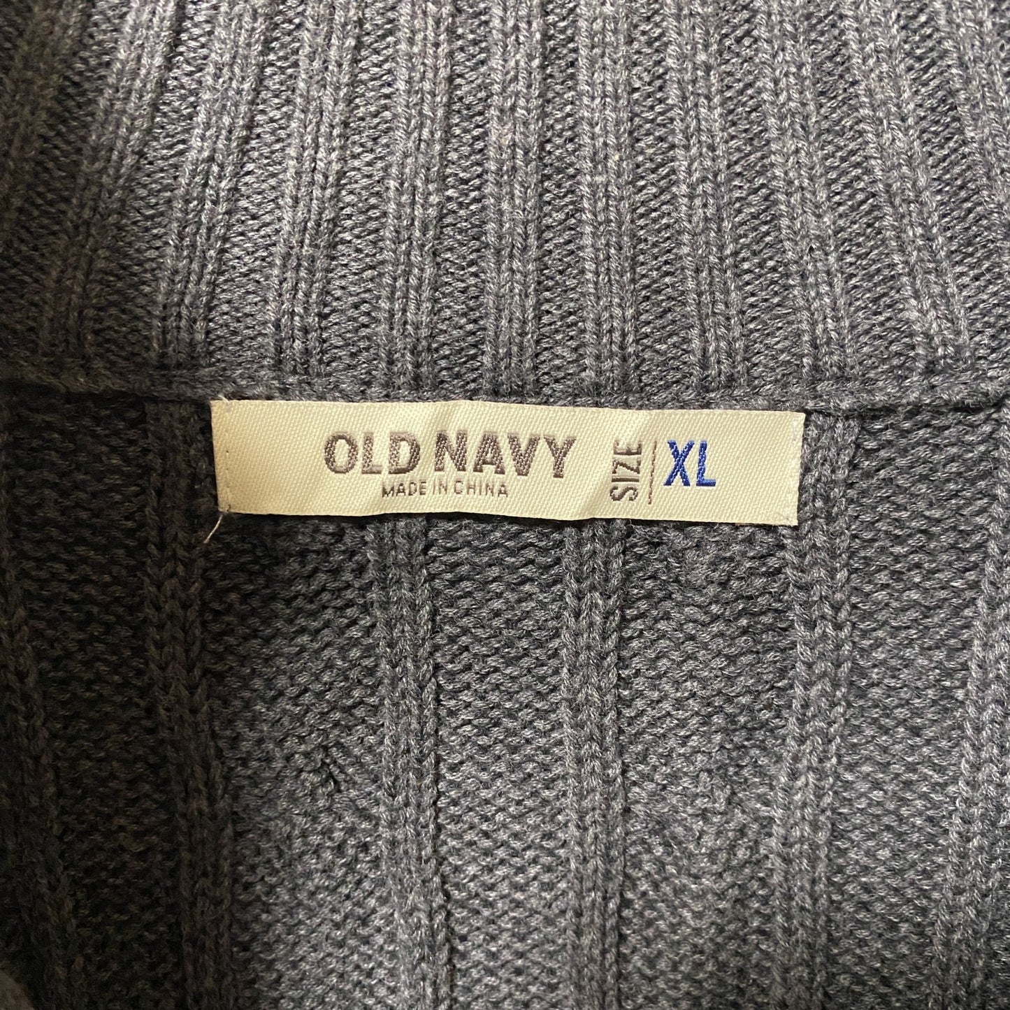 古着 used　OLD NAVY オールドネイビー　長袖ハーフジップニット　セーター　グレー　オーバーサイズ　XLサイズ