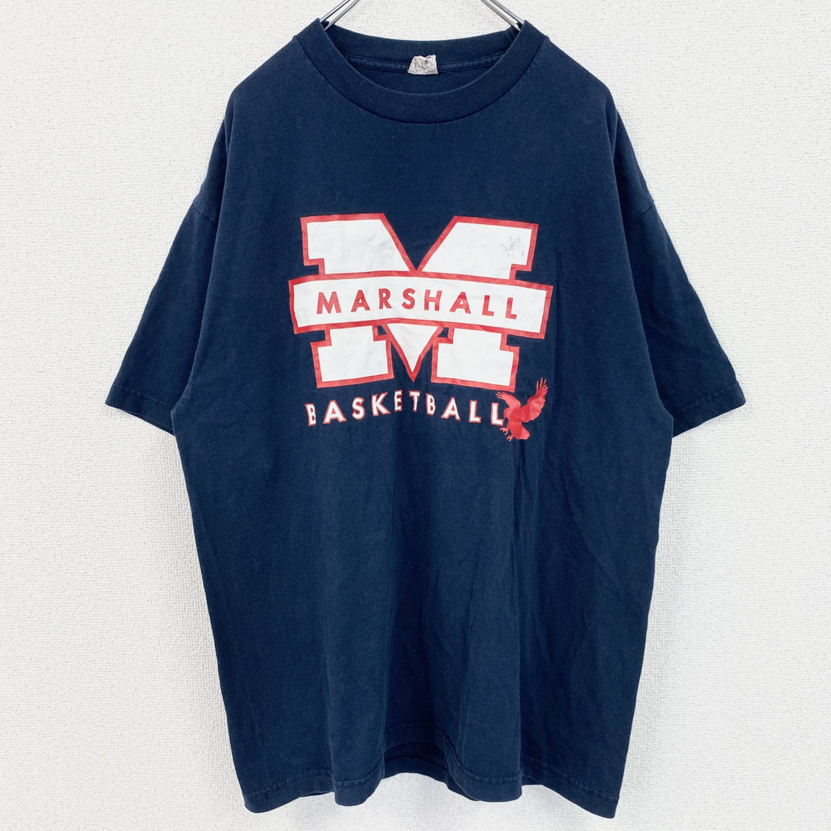ALSTYLE　半袖プリントTシャツ　バスケットボール　MARSHALL　クルーネック　ネイビー　紺　XLサイズ　古着