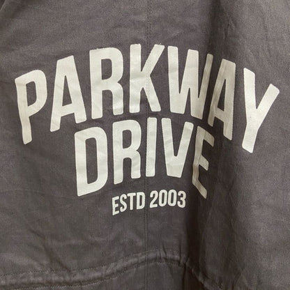 古着 used　PARKWAY DRIVE　長袖モッズコート　バックプリント　ワッペン付き　黒　ブラック　秋冬服　Mサイズ