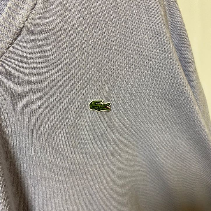 LACOSTE ラコステ　長袖Vネックニット　セーター　ワンポイントロゴ刺繍　オーバーサイズ　XXLサイズ　古着
