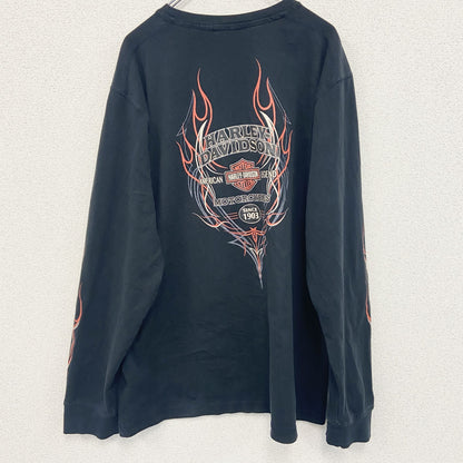 古着 used　HARLEY DAVIDSON　ハーレーダビッドソン　長袖Tシャツ　黒　ブラック　2XLサイズ