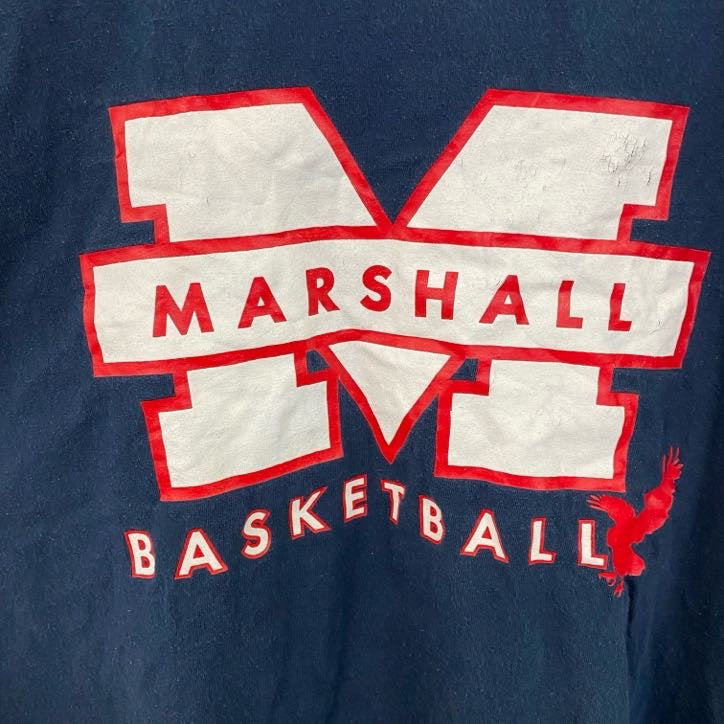 ALSTYLE　半袖プリントTシャツ　バスケットボール　MARSHALL　クルーネック　ネイビー　紺　XLサイズ　古着
