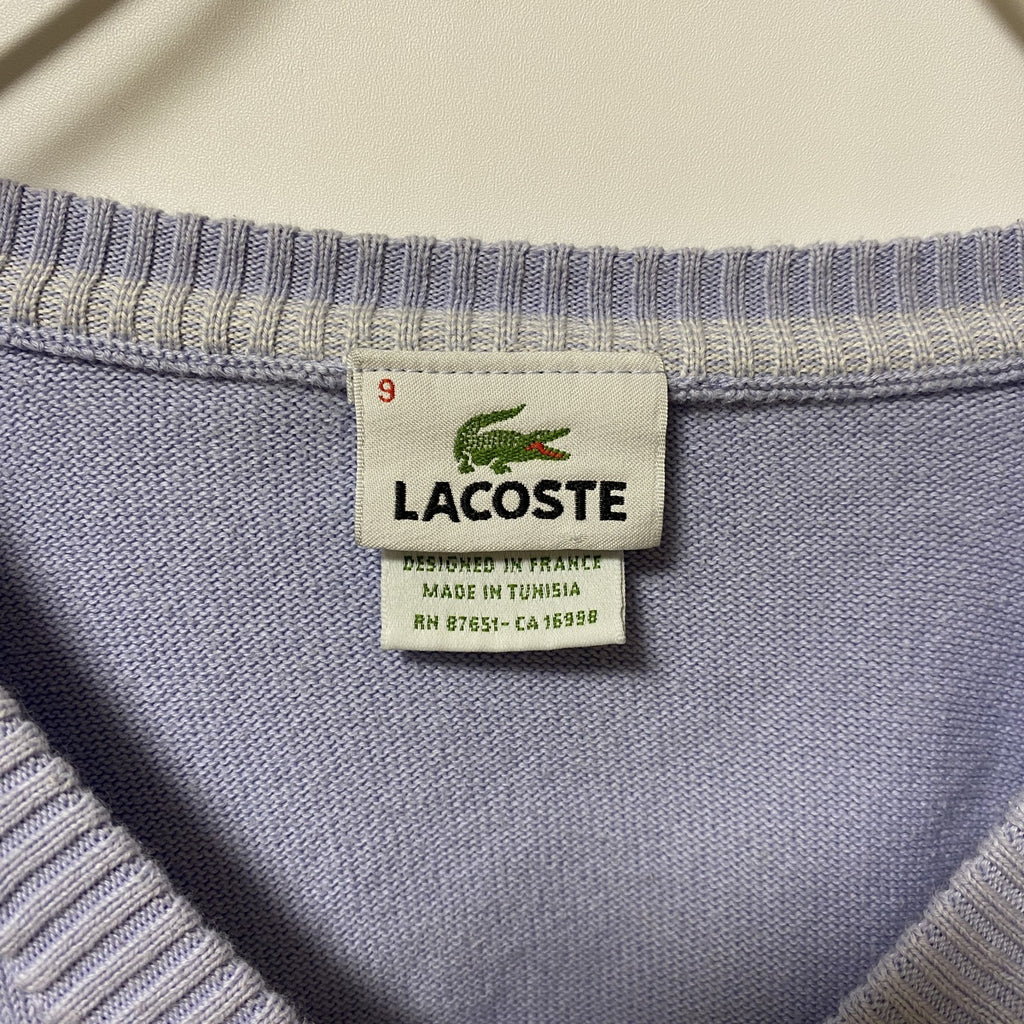 LACOSTE ラコステ　長袖Vネックニット　セーター　ワンポイントロゴ刺繍　オーバーサイズ　XXLサイズ　古着
