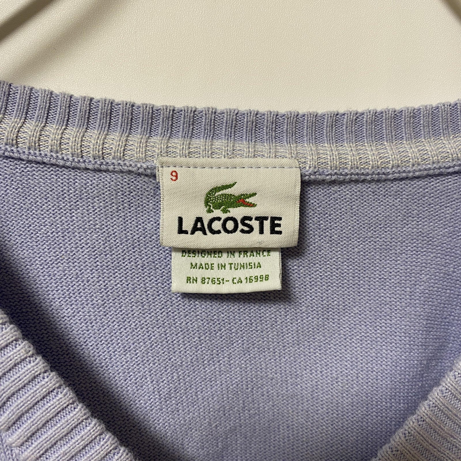LACOSTE ラコステ　長袖Vネックニット　セーター　ワンポイントロゴ刺繍　オーバーサイズ　XXLサイズ　古着