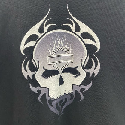 古着 used　HARLEY DAVIDSON　ハーレーダビッドソン　長袖Tシャツ　ドクロ　ファイヤーパターン　黒　ブラック
