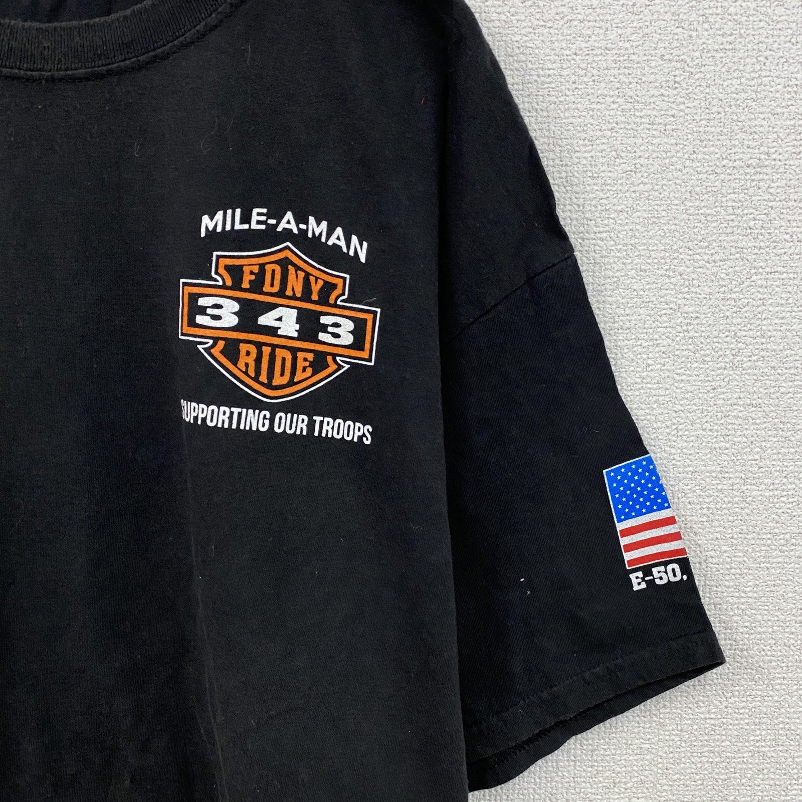 Hanes　ヘインズ　FDNY　半袖プリントTシャツ　パロディT　黒　ブラック　2XLサイズ　古着