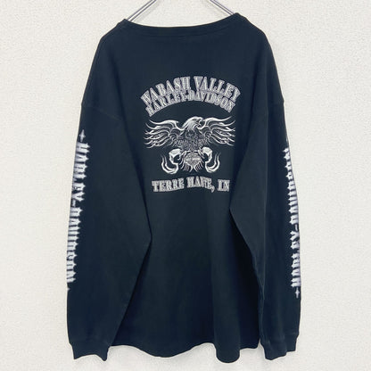 古着 used　HARLEY DAVIDSON　ハーレーダビッドソン　長袖Tシャツ　ドクロ　ファイヤーパターン　黒　ブラック