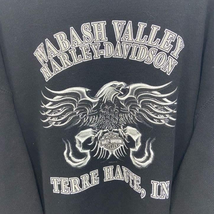 古着 used　HARLEY DAVIDSON　ハーレーダビッドソン　長袖Tシャツ　ドクロ　ファイヤーパターン　黒　ブラック