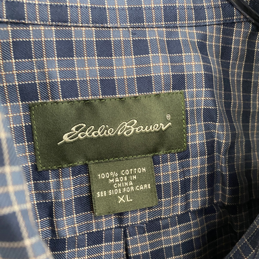 Eddie Bauer　エディーバウアー　長袖シャツ　ボタンダウンシャツ　チェック柄　青　ブルー　XLサイズ　古着