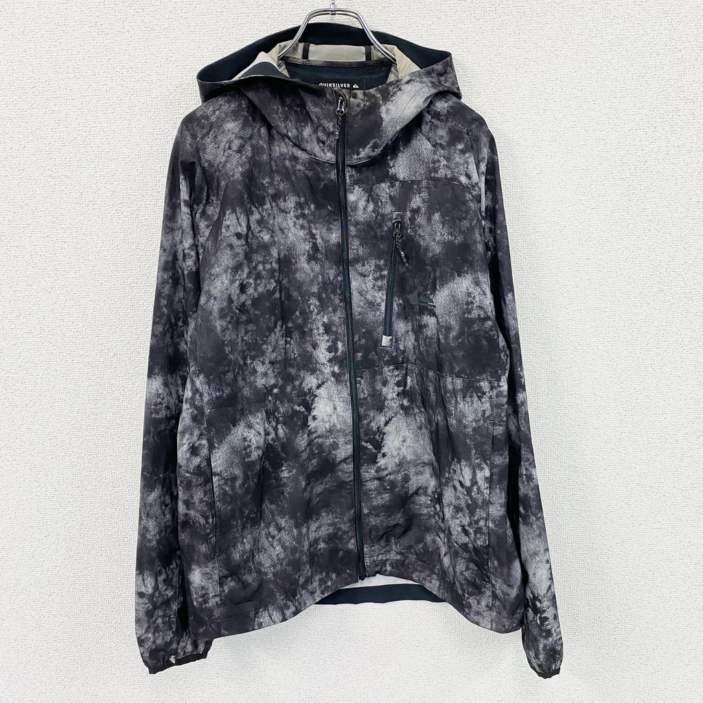 QUIKSILVER　クイックシルバー　フルジップジャケット　総柄　黒　ブラック　Lサイズ　古着