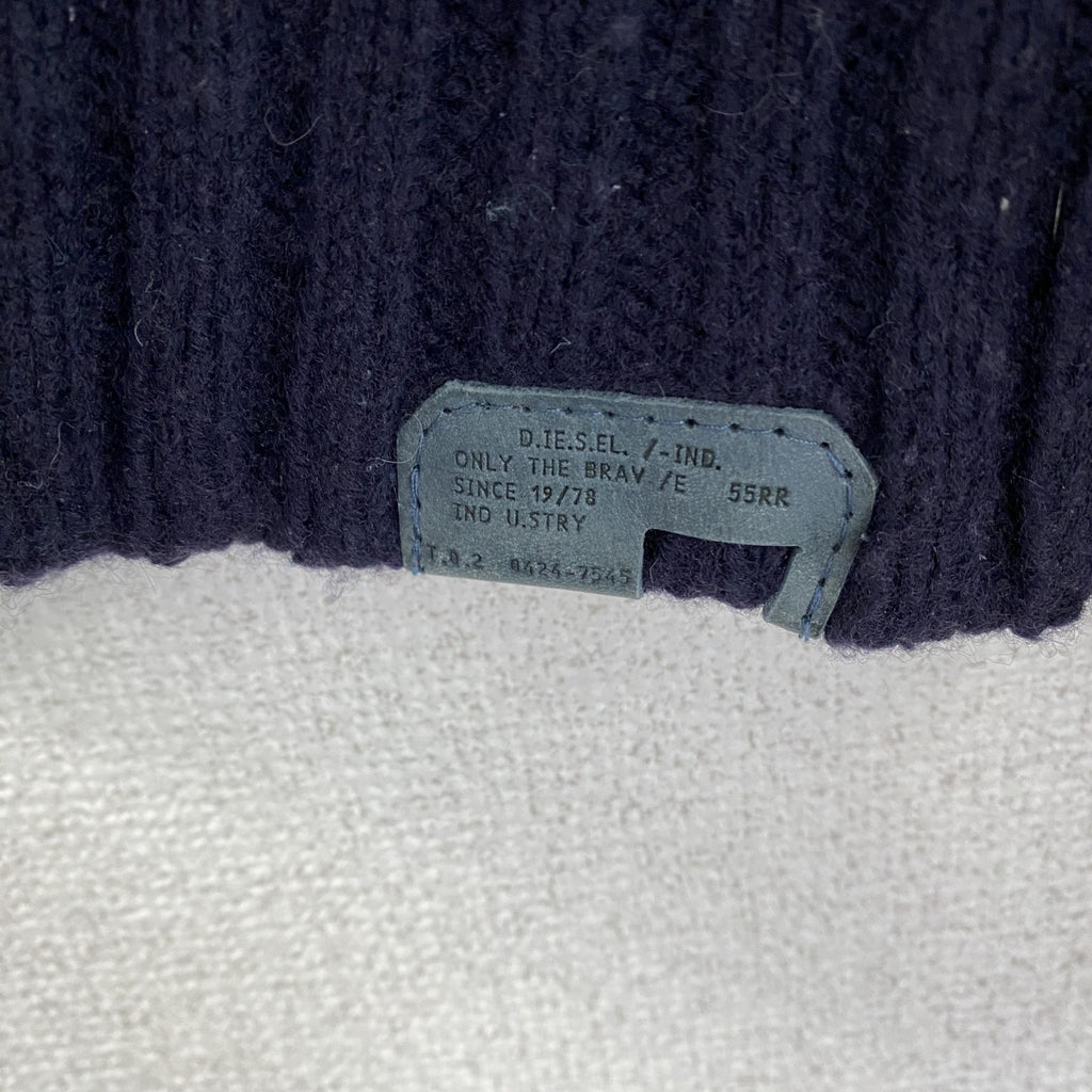 DIESEL　ディーゼル　Tricot&Co　ラムウールニットセーター　ボーダー　紺　ネイビー　Sサイズ　古着