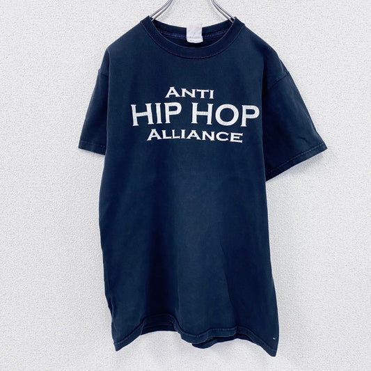 00s　FRUIT OF THE LOOM　ANTI HIP HOP　半袖プリントTシャツ　ヴィンテージ　黒　ブラック　Mサイズ