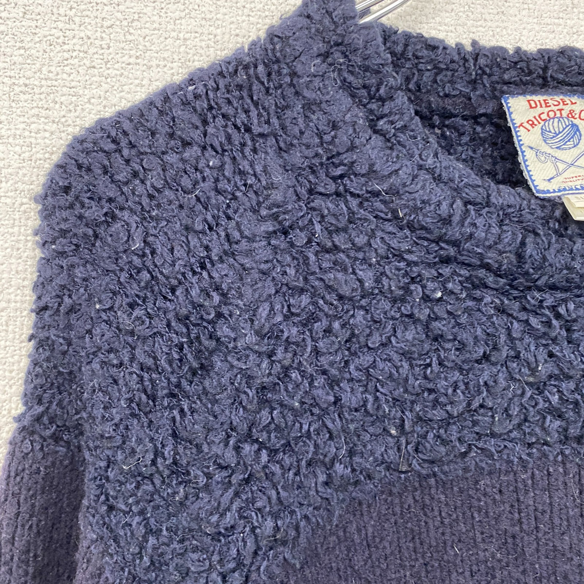 DIESEL　ディーゼル　Tricot&Co　ラムウールニットセーター　ボーダー　紺　ネイビー　Sサイズ　古着