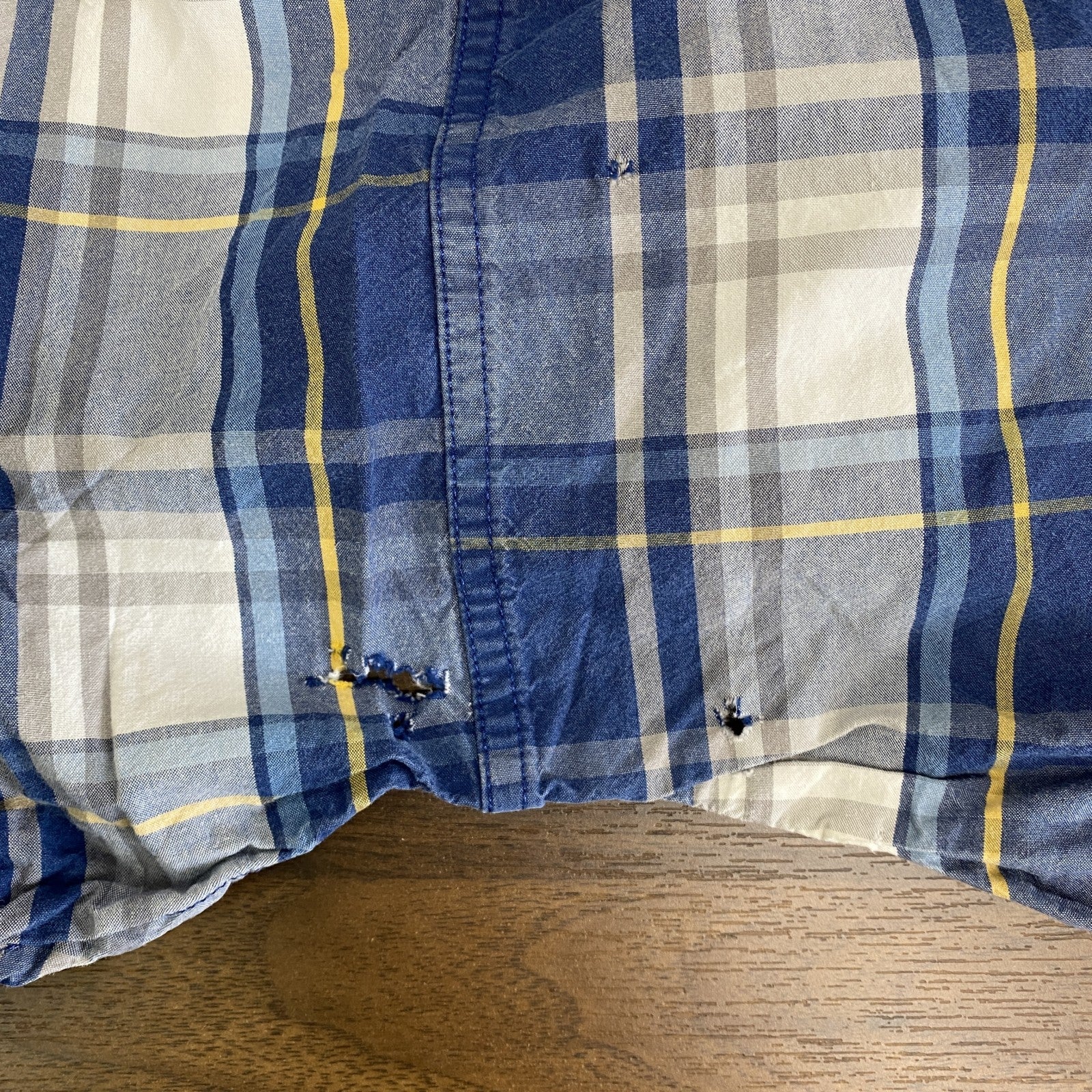 Carhartt　カーハート　半袖ボタンダウンシャツ　オンブレチェック　青　ブルー　XLサイズ　古着