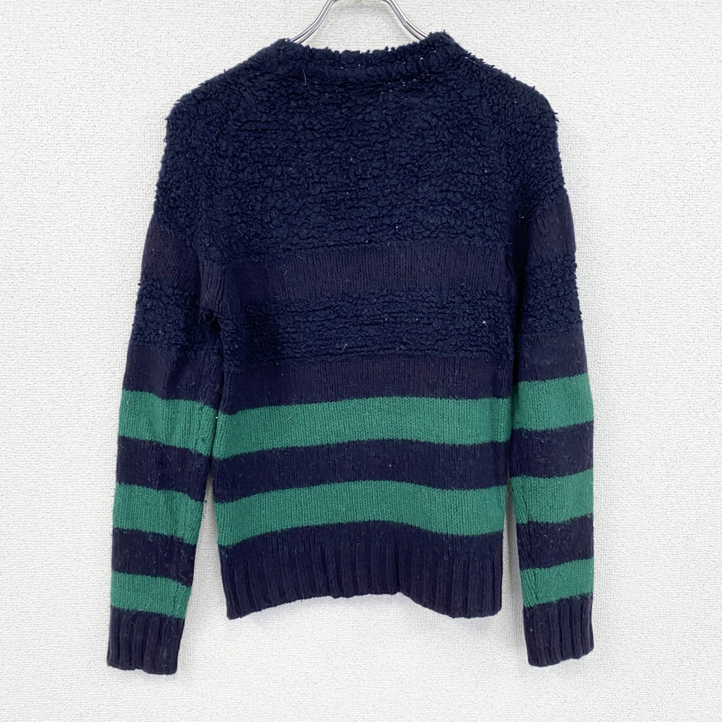 DIESEL　ディーゼル　Tricot&Co　ラムウールニットセーター　ボーダー　紺　ネイビー　Sサイズ　古着