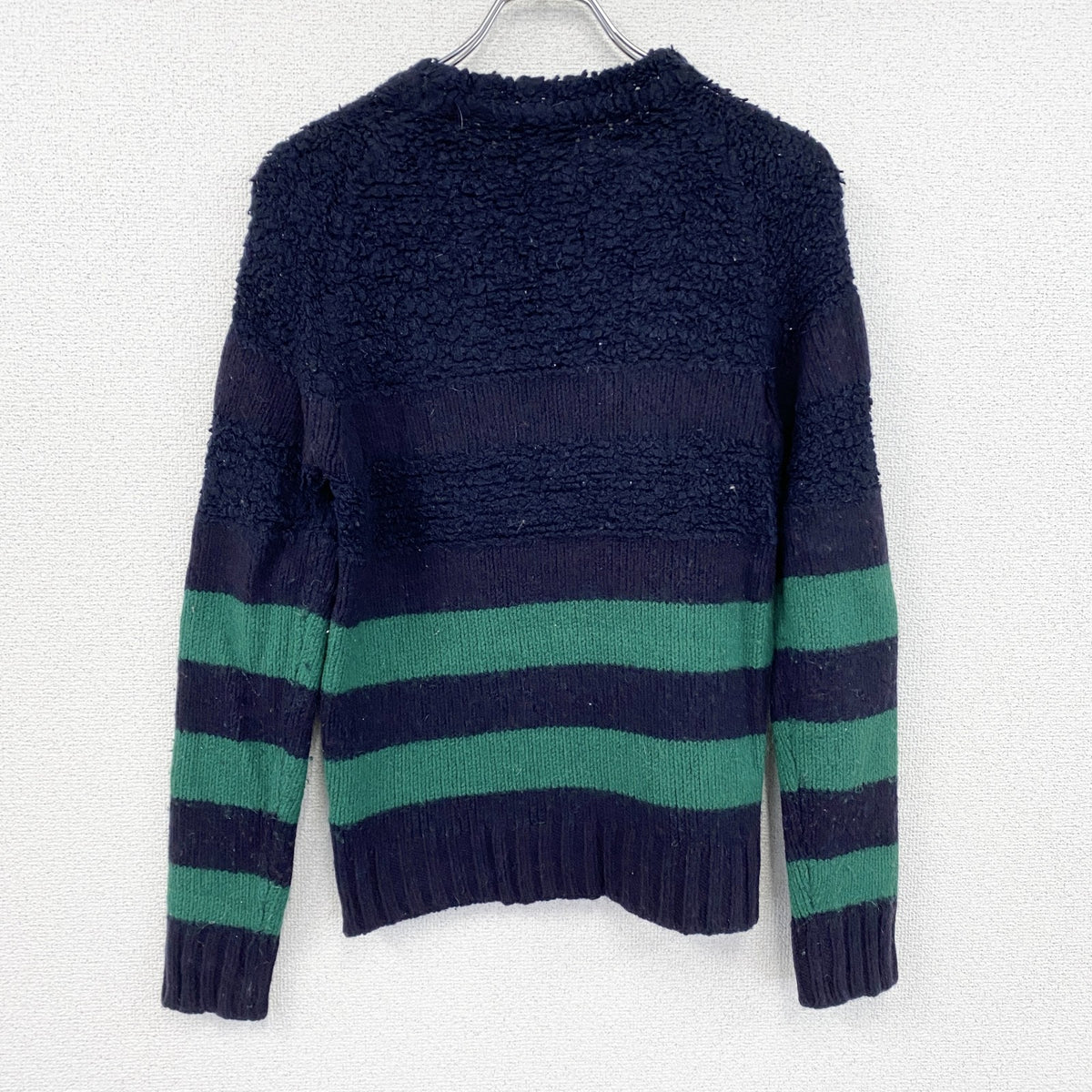 DIESEL　ディーゼル　Tricot&Co　ラムウールニットセーター　ボーダー　紺　ネイビー　Sサイズ　古着