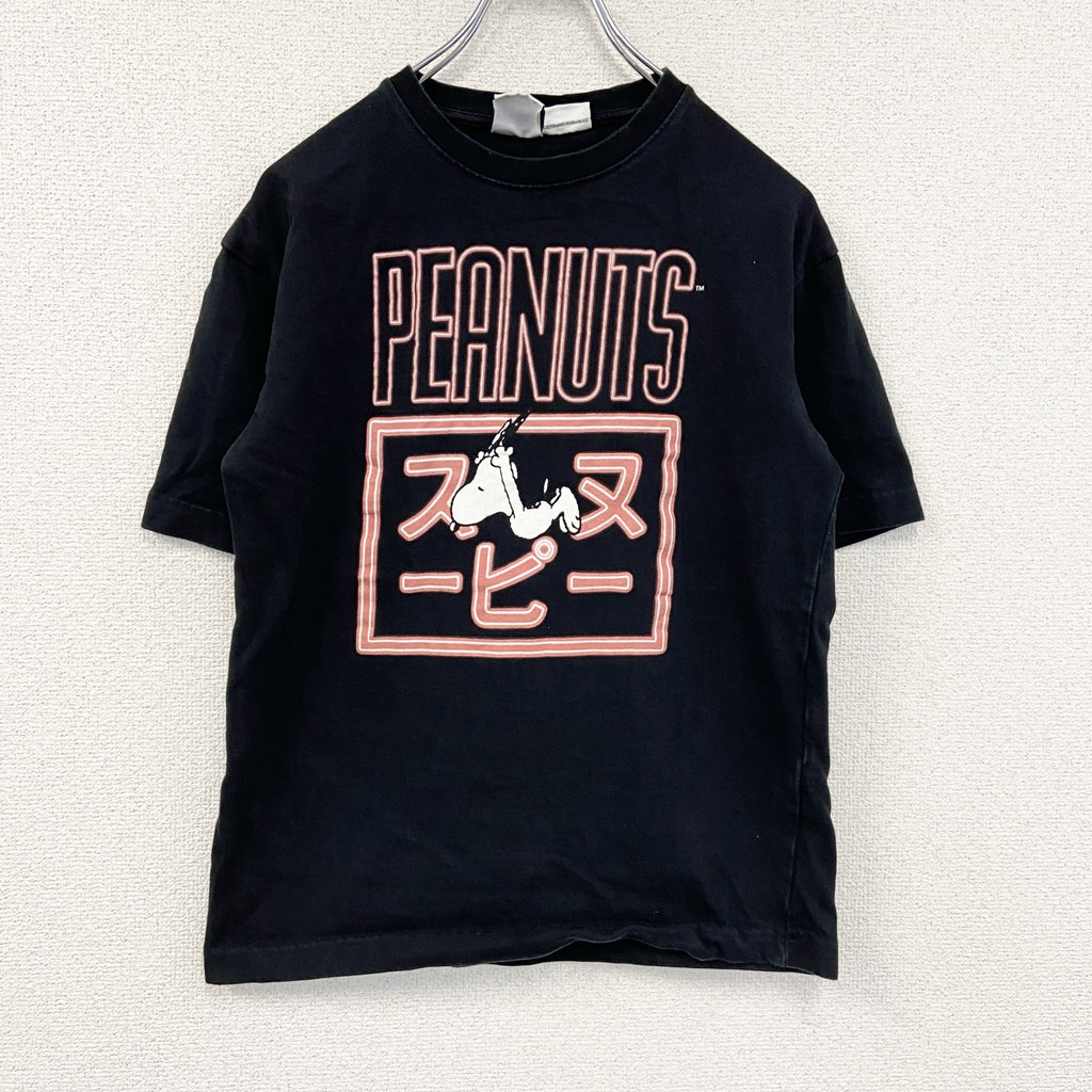 ZARA　ザラ　PEANUTS　SNOOPY　スヌーピー　半袖プリントキャラクターTシャツ　黒　ブラック　Sサイズ　古着