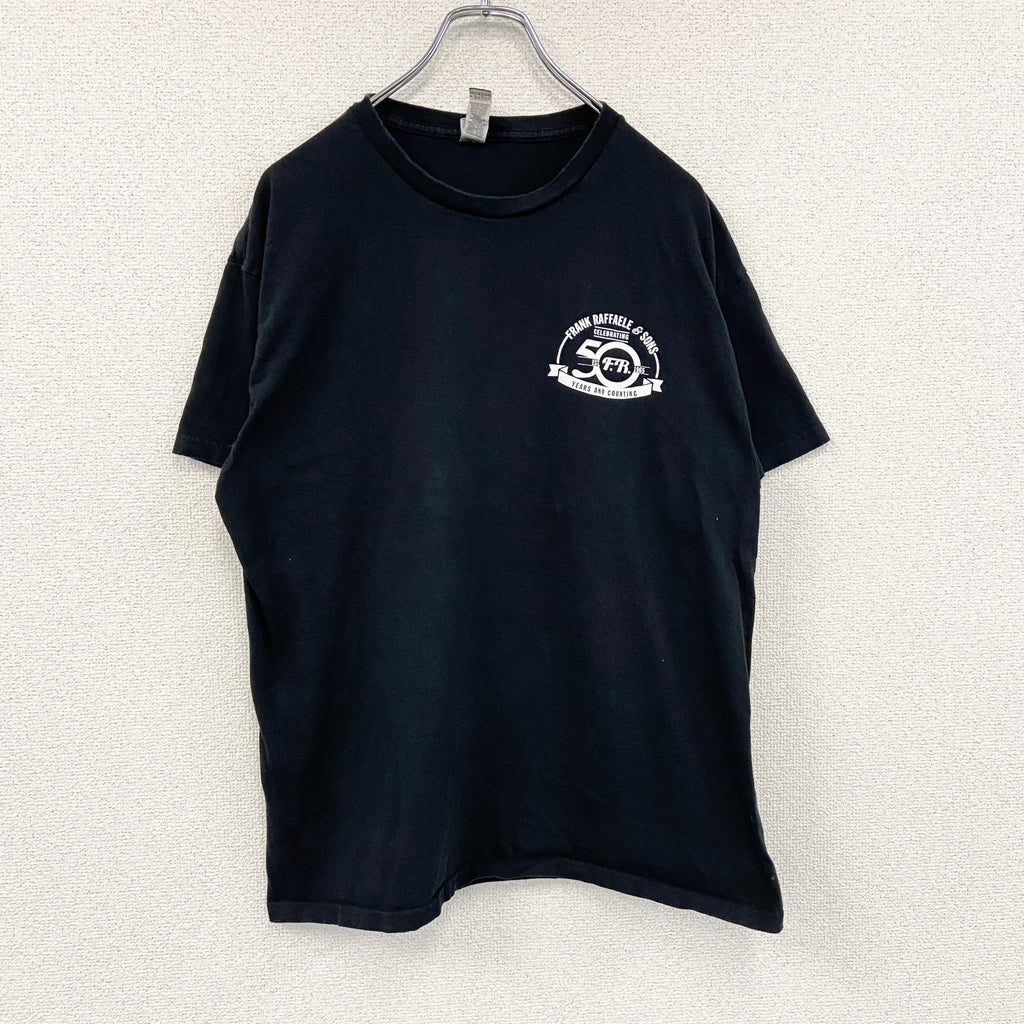 GILDAN　ギルダン　半袖プリントTシャツ　両面プリント　アーチプリント　黒　ブラック　Lサイズ　古着
