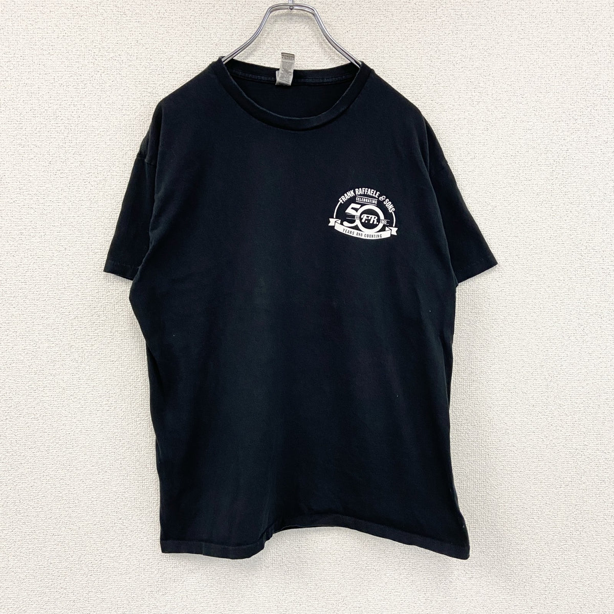 GILDAN　ギルダン　半袖プリントTシャツ　両面プリント　アーチプリント　黒　ブラック　Lサイズ　古着