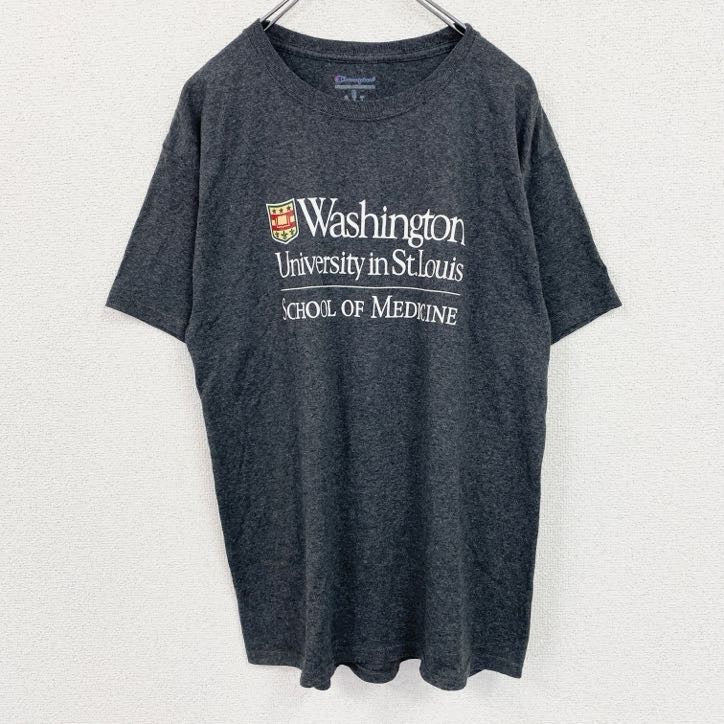 champion　チャンピオン　半袖カレッジプリントTシャツ　ワシントン大学　セントルイス　ダークグレー　Lサイズ　古着