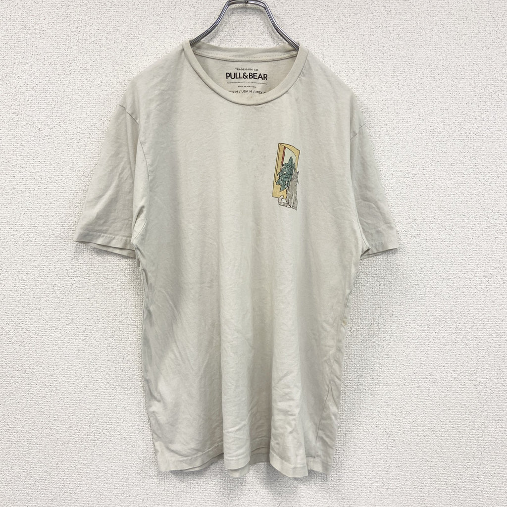 PULL&BEAR　プルアンドベア　半袖プリントTシャツ　両面プリント　白　ホワイト　Mサイズ　古着