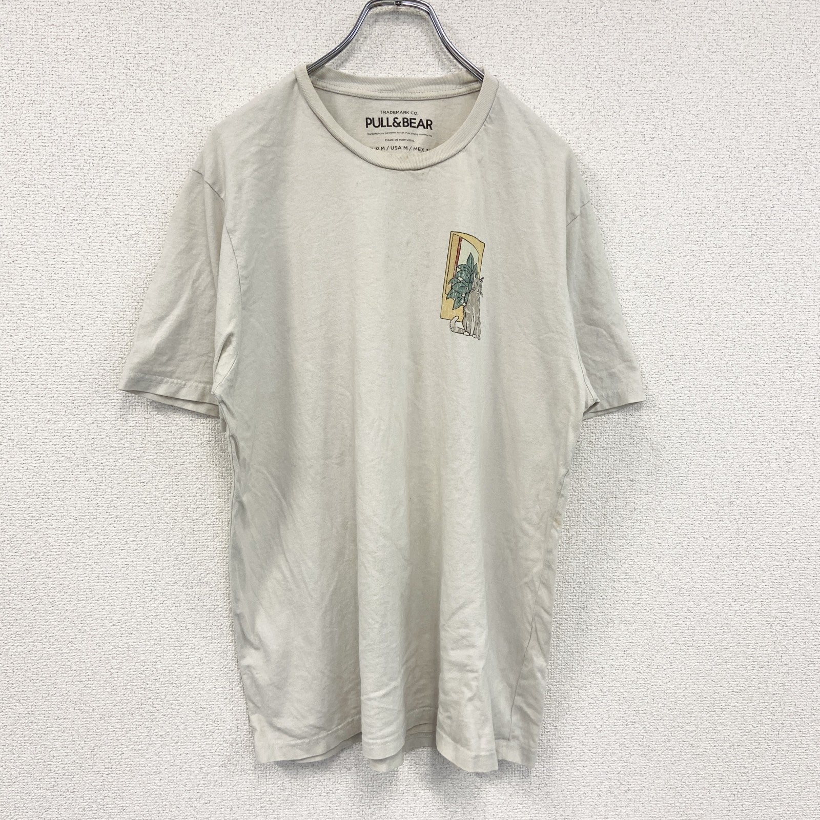 PULL&BEAR　プルアンドベア　半袖プリントTシャツ　両面プリント　白　ホワイト　Mサイズ　古着