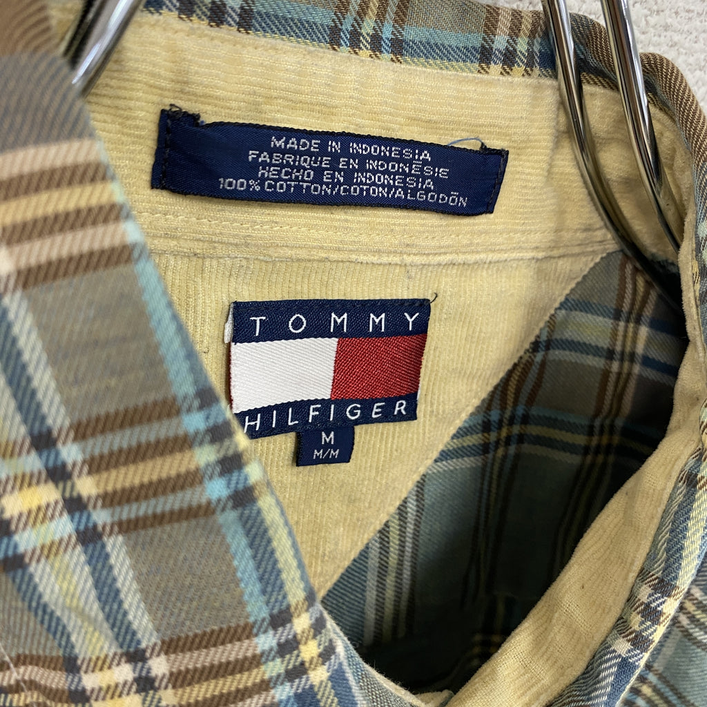 TOMMY HILFIGER　トミーヒルフィガー　長袖ボタンダウンシャツ　チェック柄　マルチカラー　緑　グリーン　Mサイズ メンズ コットン 古着