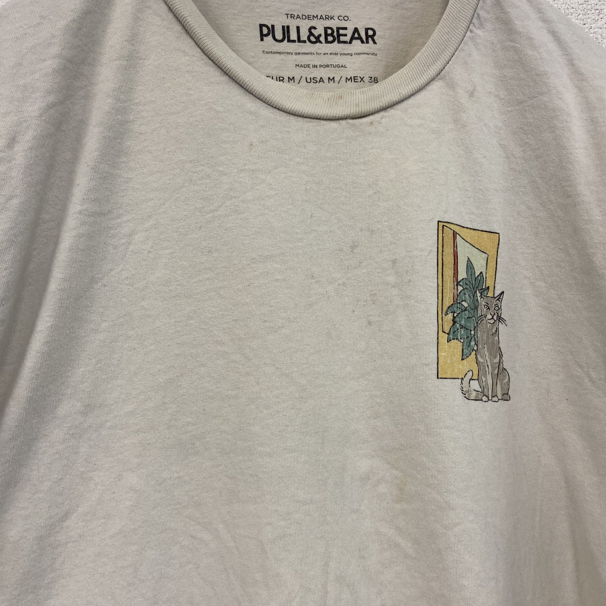 PULL&BEAR　プルアンドベア　半袖プリントTシャツ　両面プリント　白　ホワイト　Mサイズ　古着