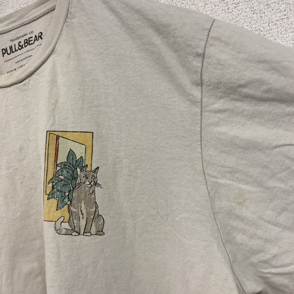 PULL&BEAR　プルアンドベア　半袖プリントTシャツ　両面プリント　白　ホワイト　Mサイズ　古着