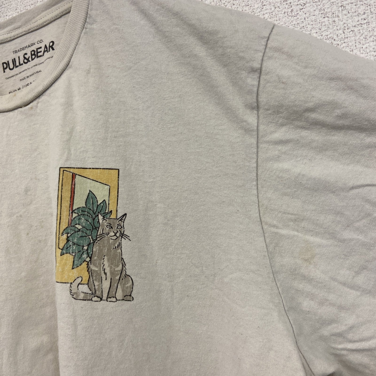 PULL&BEAR　プルアンドベア　半袖プリントTシャツ　両面プリント　白　ホワイト　Mサイズ　古着